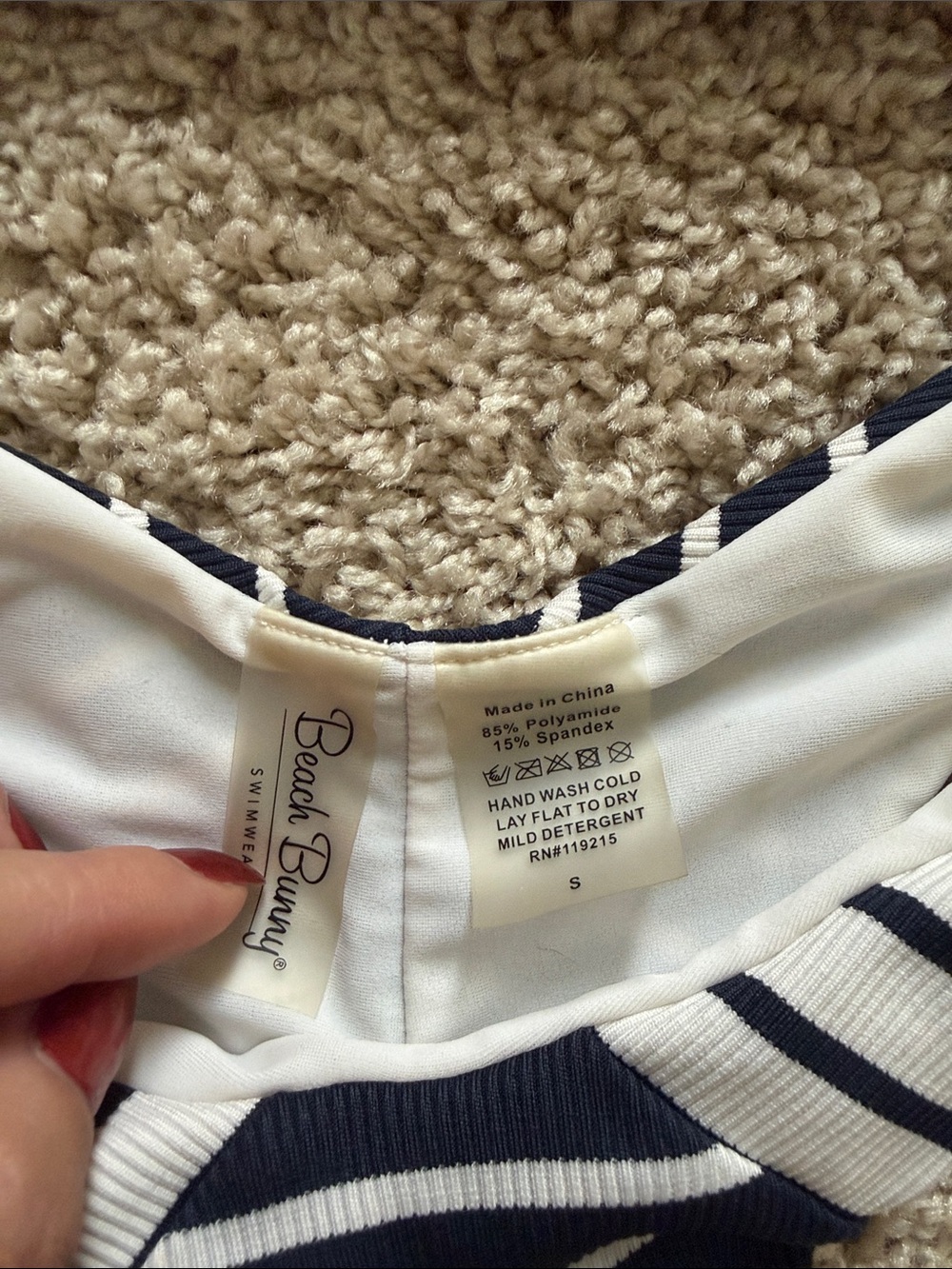 Beach Bunny Navy and White Striped Ribbed Bikini Set - Picture 2 of 6